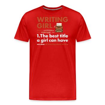 Writer Girl Definition Writing - Men's Premium Organic T-Shirt - red - Front - Damien (186cm)