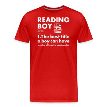 Reader Boy Definition Reading - Men's Premium Organic T-Shirt - red - Front - Damien (186cm)