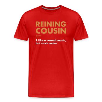 Pure Cousin Definition Reining - Men's Premium Organic T-Shirt - red - Front - Damien (186cm)