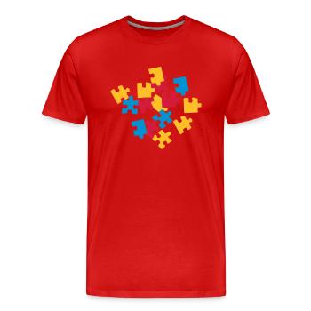 Puzzle - Männer Premium Bio T-Shirt - Rot - Vorne - Damien (186cm)