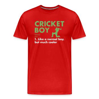 Sport Boy Definition Cricket - Männer Premium Bio T-Shirt - Rot - Vorne - Damien (186cm)