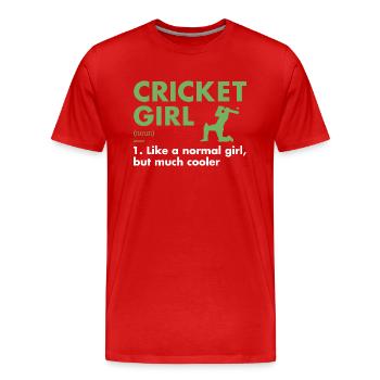 Sport Girl Definition Cricket - Männer Premium Bio T-Shirt - Rot - Vorne - Damien (186cm)