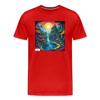Sanctuaire comique paisible - T-shirt bio Premium Homme - rouge - Devant - Damien (186cm)