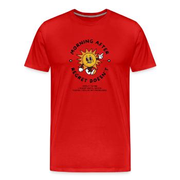 Solving regrets cartoon - Men's Premium Organic T-Shirt - red - Front - Damien (186cm)