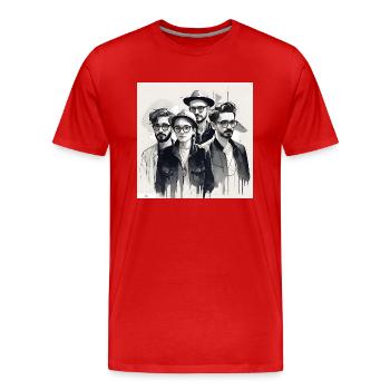 Friends Ink Portrait - Men's Premium Organic T-Shirt - red - Front - Damien (186cm)