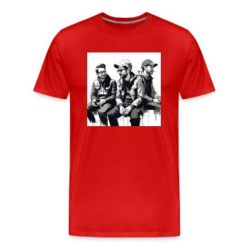 3 amis de l’encre - T-shirt bio Premium Homme - rouge - Devant - Damien (186cm)