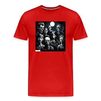 Monster people portrait - Men's Premium Organic T-Shirt - red - Front - Damien (186cm)