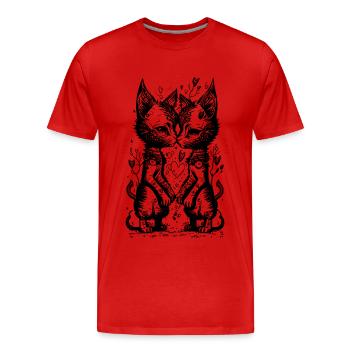 STRANGE CATS - küssende Katzen - Männer Premium Bio T-Shirt - Rot - Vorne - Damien (186cm)