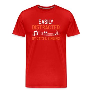 Singer Easily Distracted By Cats And Singing - Männer Premium Bio T-Shirt - Rot - Vorne - Damien (186cm)