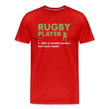 Sport Player Definition Rugby - Männer Premium Bio T-Shirt - Rot - Vorne - Damien (186cm)