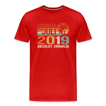 2019 Juli Geboren im Juli 2019 - Männer Premium Bio T-Shirt - Rot - Vorne - Damien (186cm)