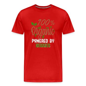 100% Organic Powered by Veggies - Biologisch - Männer Premium Bio T-Shirt - Rot - Vorne - Damien (186cm)