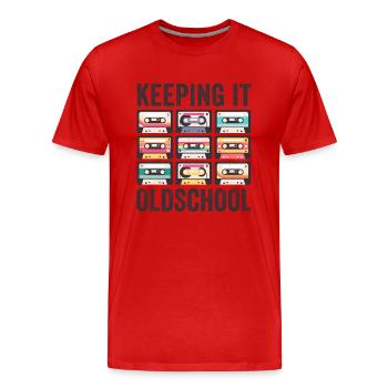 80er 90er Jahre Kassette Mixtape Retro Lustig - Männer Premium Bio T-Shirt - Rot - Vorne - Damien (186cm)