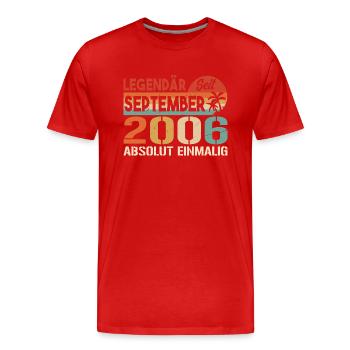 2006 September Vintage Geburtstagsgeschenk 2006 - Männer Premium Bio T-Shirt - Rot - Vorne - Damien (186cm)