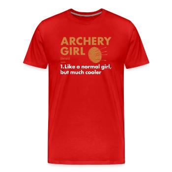 Sport Girl Archery - Men's Premium Organic T-Shirt - red - Front - Damien (186cm)