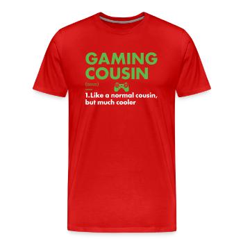 Gamer Cousin Definition Gaming - Männer Premium Bio T-Shirt - Rot - Vorne - Damien (186cm)