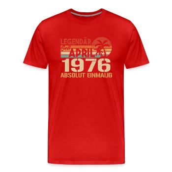 Born In April 1976 Funny Birthday Retro - Men's Premium Organic T-Shirt - red - Front - Damien (186cm)