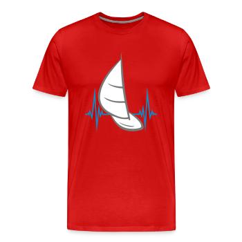 puls frequenz herzschlag meer wellen boot segeln s - Männer Premium Bio T-Shirt - Rot - Vorne - Damien (186cm)