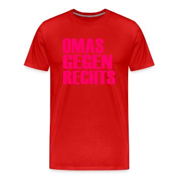Omas gegen rechts - Männer Premium Bio T-Shirt - Rot - Vorne - Damien (186cm)