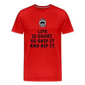 Motocross - Life is short! - Männer Premium Bio T-Shirt - Rot - Vorne - Damien (186cm)