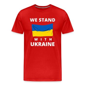 Ukrainische Flagge. wir stehen mit der ukraine - Männer Premium Bio T-Shirt - Rot - Vorne - Damien (186cm)