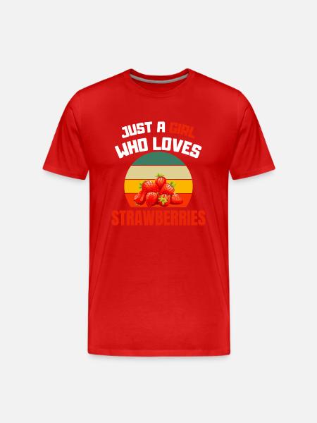 Fruit Summer Fruit Girl Gift Retro Strawberry - Men's Premium Organic T-Shirt - red