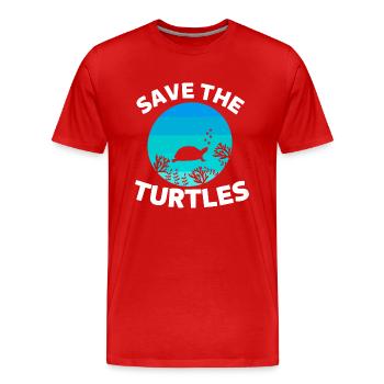 Rétro Créature Marine Océan Animal Sauvez les Tortues - T-shirt bio Premium Homme - rouge - Devant - Damien (186cm)