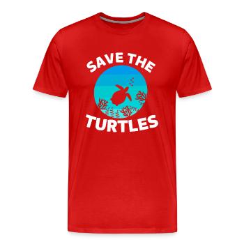 Amoureux des animaux Animal de mer Cadeau Tortue - T-shirt bio Premium Homme - rouge - Devant - Damien (186cm)