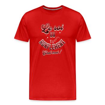 Le roi du ronflement c'est moi t-shirt ronfleur - T-shirt bio Premium Homme - rouge - Devant - Damien (186cm)