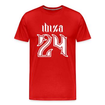 Ibiza 24 Jours fériés 2024 - T-shirt bio Premium Homme - rouge - Devant - Damien (186cm)