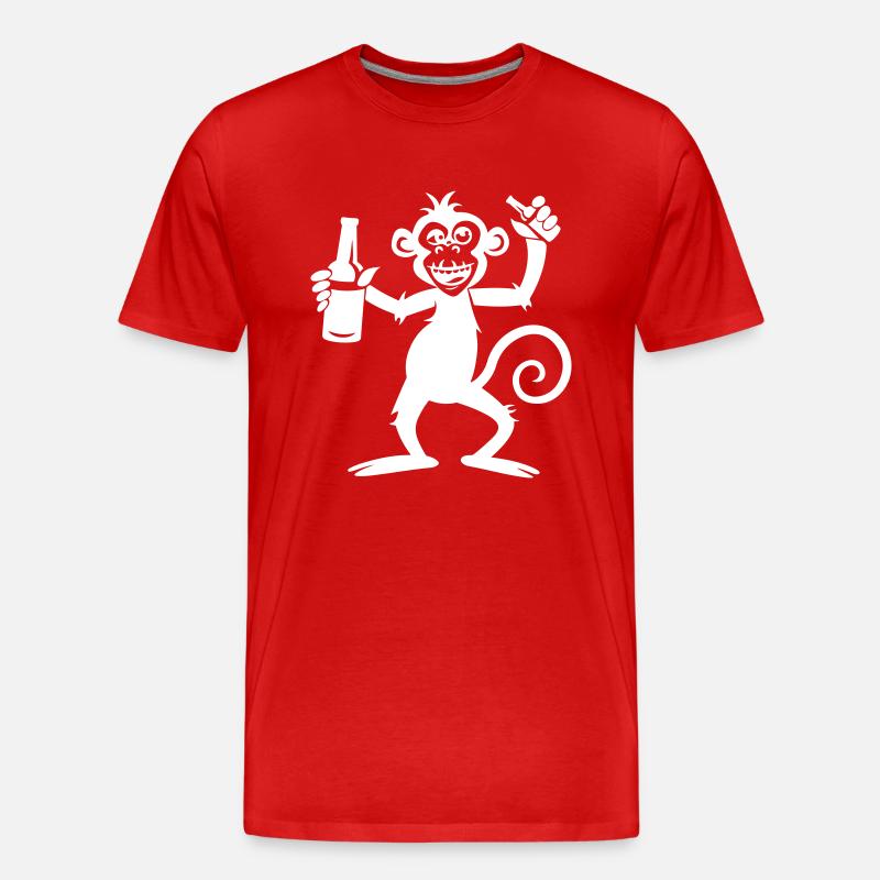 Affe Party Bier - Männer Premium Bio T-Shirt - Rot