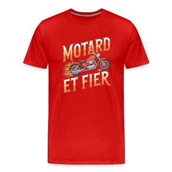 Motard et fier - T-shirt bio Premium Homme - rouge - Devant - Damien (186cm)