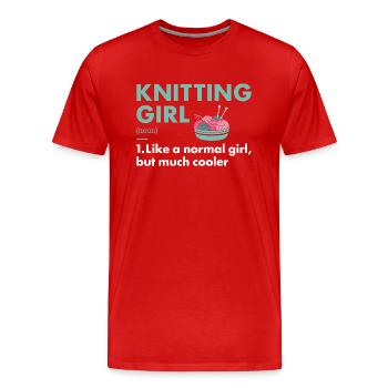 Knitter Fille Définition Tricot - T-shirt bio Premium Homme - rouge - Devant - Damien (186cm)