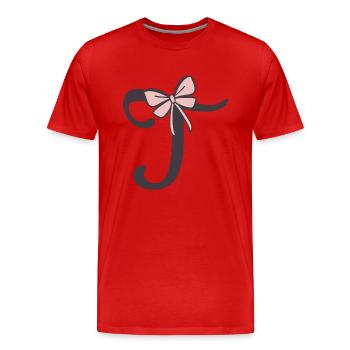 Ruban Lettre T Initiale - T-shirt bio Premium Homme - rouge - Devant - Damien (186cm)