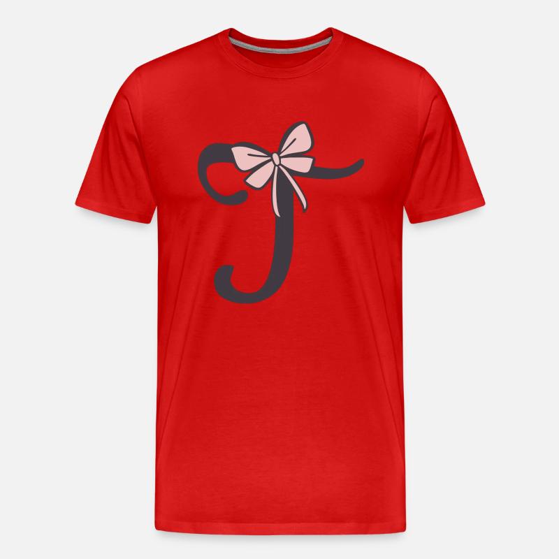 Anfangsbuchstabe T Schleifchen - Männer Premium Bio T-Shirt - Rot