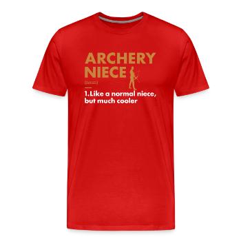Sport Niece Archery - Men's Premium Organic T-Shirt - red - Front - Damien (186cm)