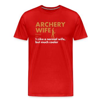 Sport Wife Archery - Men's Premium Organic T-Shirt - red - Front - Damien (186cm)