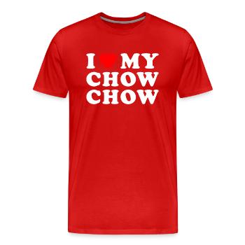 J’aime mon Chow Chow - T-shirt bio Premium Homme - rouge - Devant - Damien (186cm)