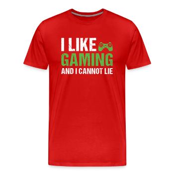 Gamer I Like Gaming - Männer Premium Bio T-Shirt - Rot - Vorne - Damien (186cm)