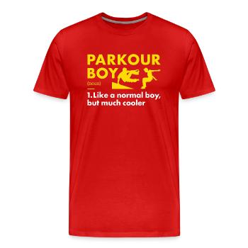 Traceur Boy Définition Parkour - T-shirt bio Premium Homme - rouge - Devant - Damien (186cm)