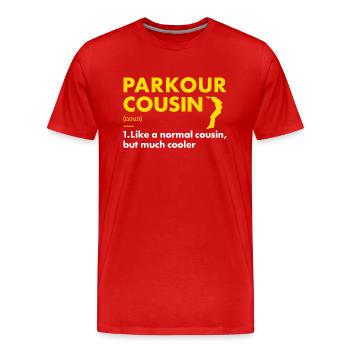 Traceur Cousin Définition Parkour - T-shirt bio Premium Homme - rouge - Devant - Damien (186cm)