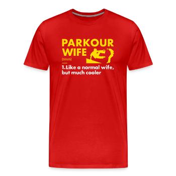 Traceur Wife Définition Parkour - T-shirt bio Premium Homme - rouge - Devant - Damien (186cm)