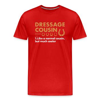 Rider Cousin Definition Dressage - Men's Premium Organic T-Shirt - red - Front - Damien (186cm)