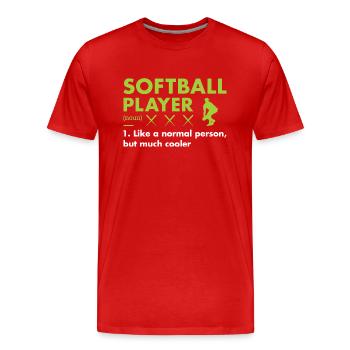 Définition du joueur sportif Softball - T-shirt bio Premium Homme - rouge - Devant - Damien (186cm)