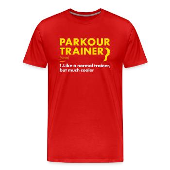 Traceur Trainer Définition Parkour - T-shirt bio Premium Homme - rouge - Devant - Damien (186cm)