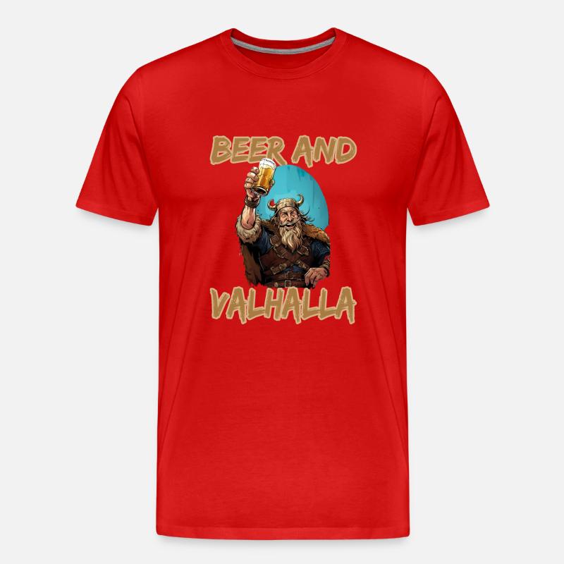 Beer And Valhalla Wikinger - Männer Premium Bio T-Shirt - Rot