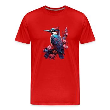 Niedlicher Specht Buntspecht Vogel Illustration - Männer Premium Bio T-Shirt - Rot - Vorne - Damien (186cm)