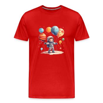 Niedlicher Kinder Astronaut für Kinder - Männer Premium Bio T-Shirt - Rot - Vorne - Damien (186cm)