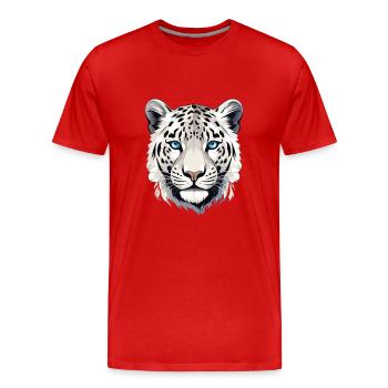 Schneeleopard Leopard Raubkatze - Männer Premium Bio T-Shirt - Rot - Vorne - Damien (186cm)