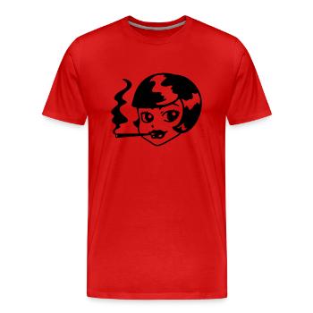 20er Girl - Smoke - Line - Männer Premium Bio T-Shirt - Rot - Vorne - Damien (186cm)